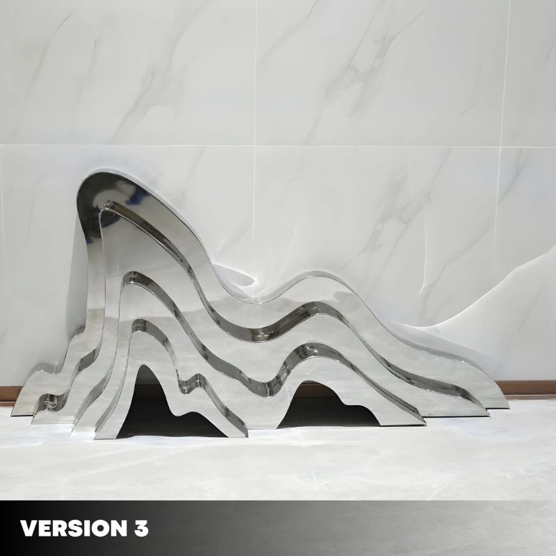 Mountain Range Silver Abstract Steel Sculptures - Version 3 indoor set up