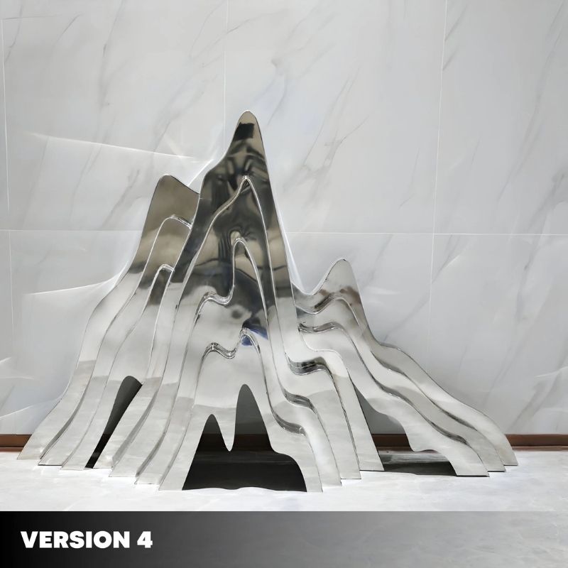 Mountain Range Silver Abstract Steel Sculptures - Version 4 indoor set up