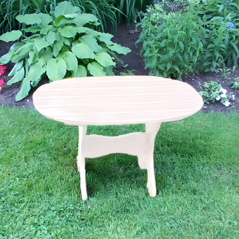 white wood side table outdoors