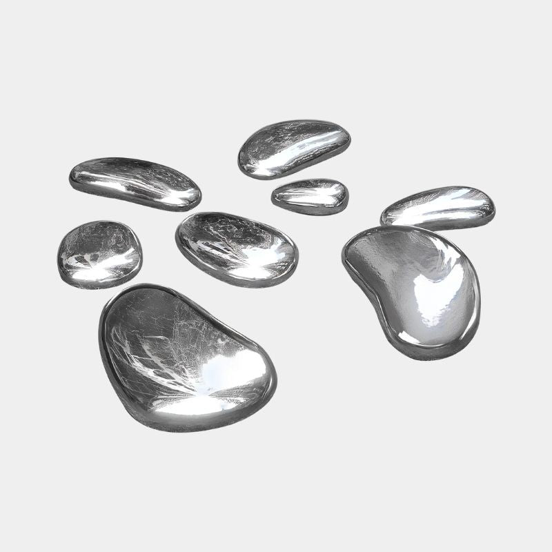 Pebble Organic Outdoor Steel Sculpture in a clean background