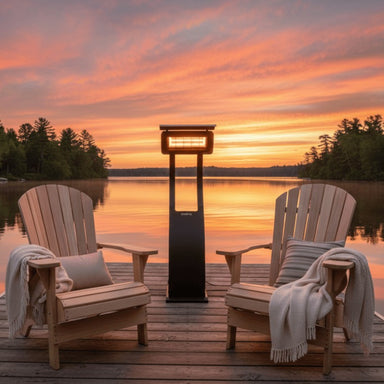 Portable Heater and Muskoka chairs on Lake dock