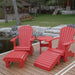 Royal Complete Patio Set on a wooden deck by a pond with a cabin in the background - poly luxe - red