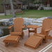 Royal Complete Patio Set on a wooden deck by a pond with a cabin in the background - poly luxe - cedar