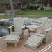 Royal Complete Patio Set on a wooden deck by a pond with a cabin in the background - poly luxe - woodgrain driftwood grey