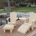 Royal Complete Patio Set on a wooden deck by a pond with a cabin in the background - poly luxe - woodgrain birchwood