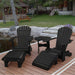 Royal Complete Patio Set on a wooden deck by a pond with a cabin in the background - poly luxe - black