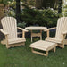 Royal Patio Set on grass with trees in the background - poly luxe - woodgrain birhcwood