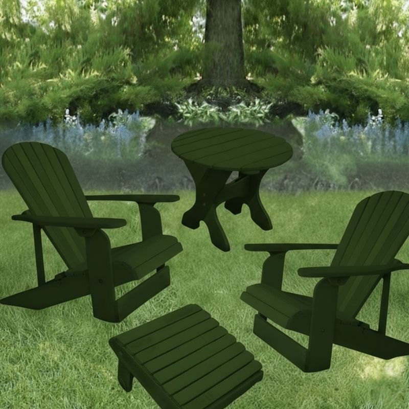 Turf green Royal Patio Set set on grass with a tree and water in the background