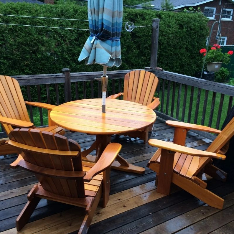Royal Picnic Set for 4 with table and chairs on a deck