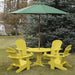 Yellow Royal Picnic Set for 4 with a green umbrella on a grassy area.