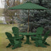 Turf green Royal Picnic Set for 4 under a matching umbrella in a garden setting.