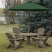 Royal Picnic Set for 4 under a green umbrella in a garden setting - poly luxe - woodgrain driftwood grey