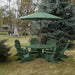 Turf green Royal Picnic Set for 6 under a matching umbrella in a garden setting.