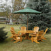 Royal Picnic Set for 6 under a green umbrella in a garden setting - clear cedar - golden glossy