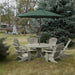 Royal Picnic Set for 6 under a green umbrella on grass - poly luxe - woodgrain driftwood grey