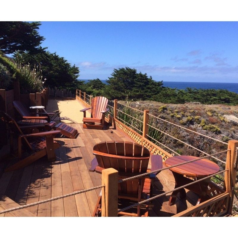 Reclining adirondack chairs on patio