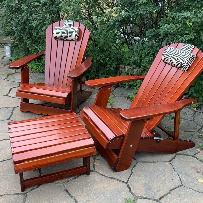 Reclining adirondack chairs and ottoman