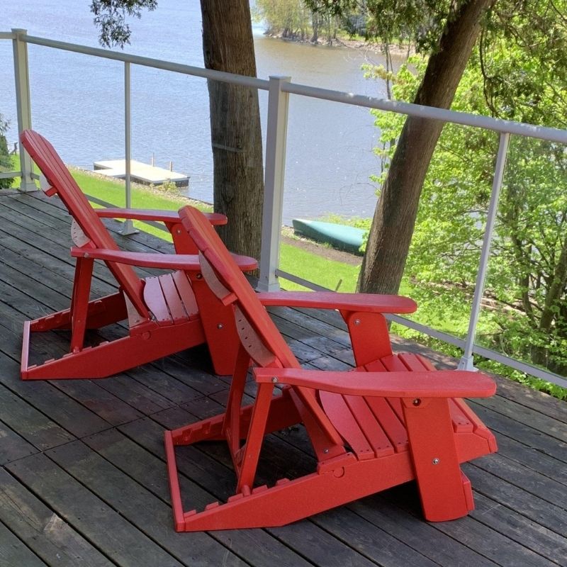 Red reclining adirondack chairs