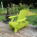 Royal Reclining Glider on a wooden deck with a garden background - poly luxe - lime green