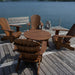 Royal Social Set for 4 on a dock by a body of water - poly luxe - woodgrain brazilian walnut