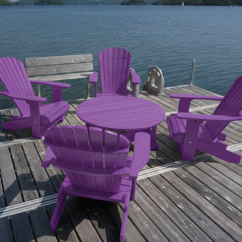 Purple Royal Social Set for 4 on a wooden dock by a body of water