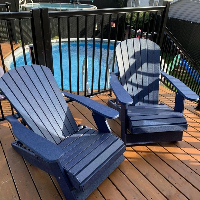 Blue reclining adirondack chairs