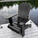 Black Royal Upright Adirondack Chair, on a wooden dock by a body of water