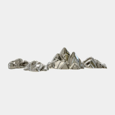 Summit Abstract Steel Mountain Sculpture in a clear background