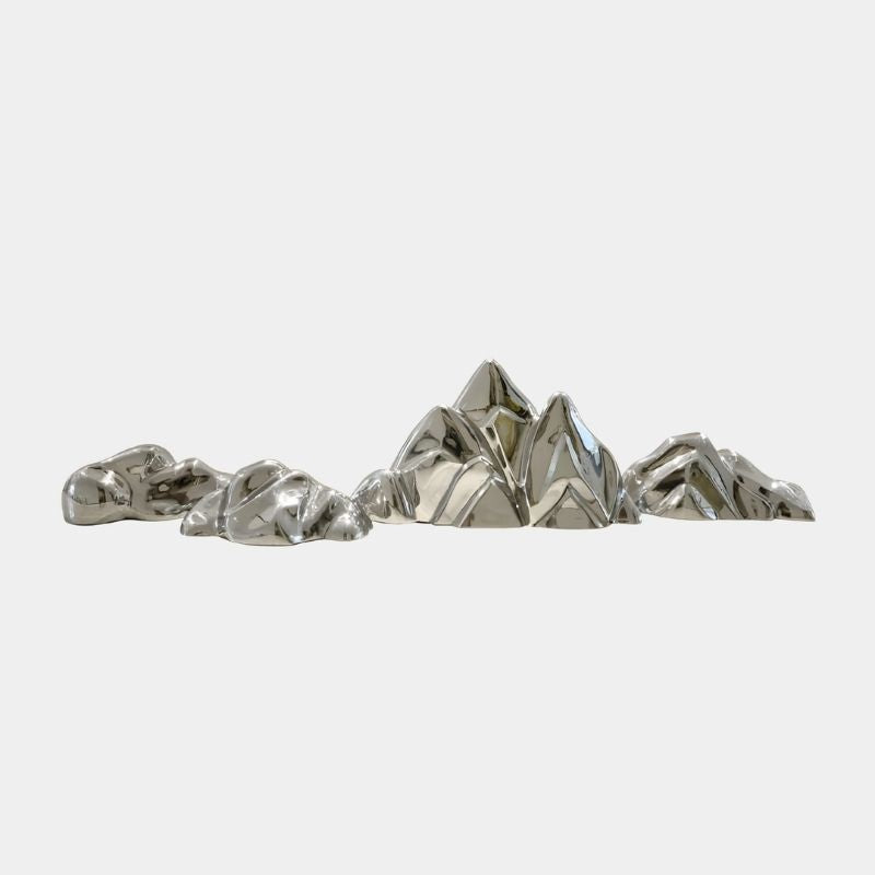 Summit Abstract Steel Mountain Sculpture in a clear background