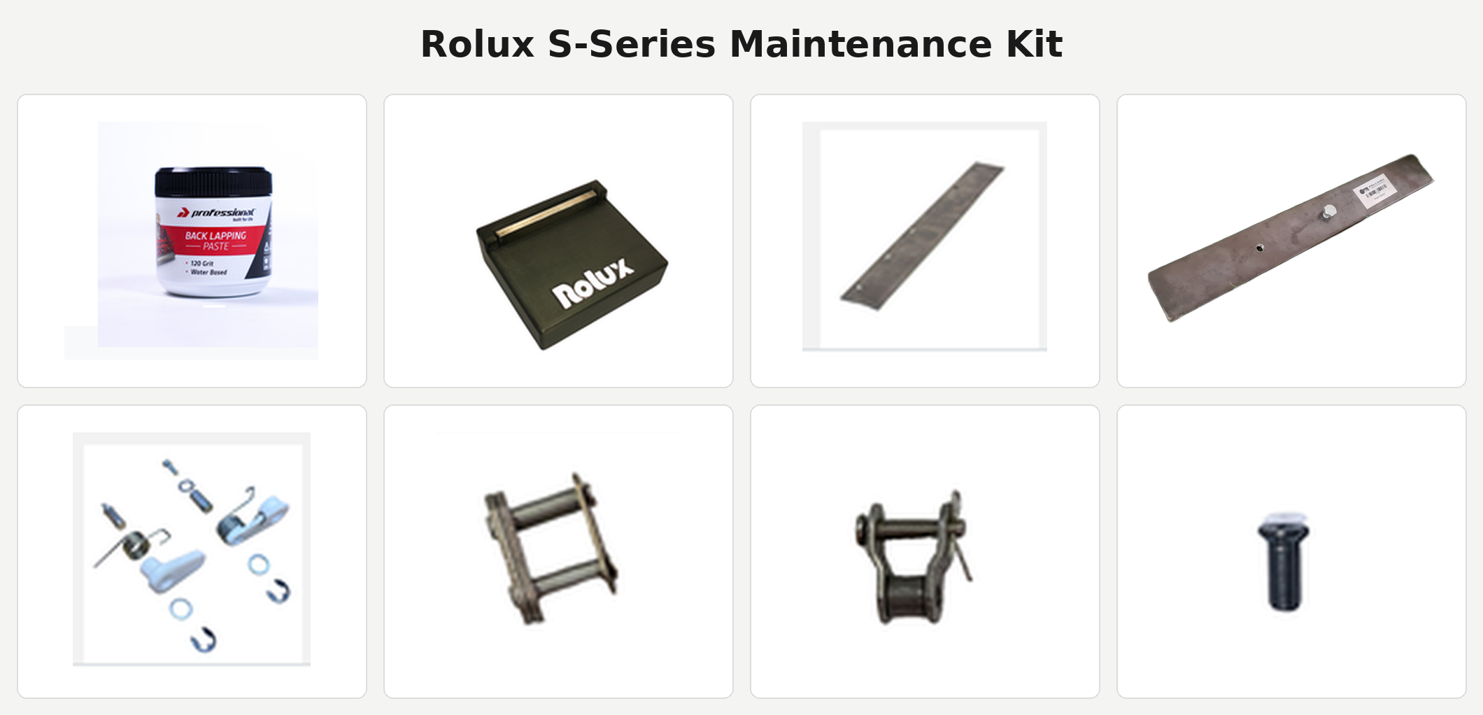 Rolux S-Series Maintenance Kit - all 8 included parts